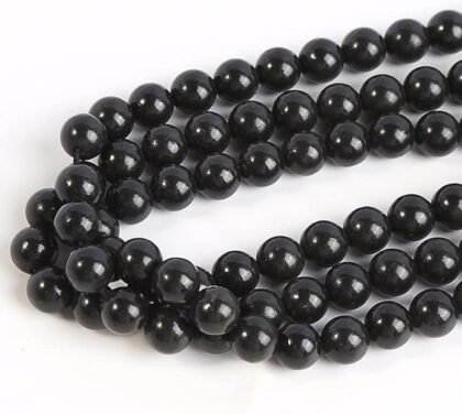 RICHRAIN Schungit-Stein, EMF-Schutz, DIY-Perlen, Schungit-Armband, Schungit-Halskette, natürlicher Kristall, lose Perlen, Zubehör für die Schmuckherstellung (8mm)