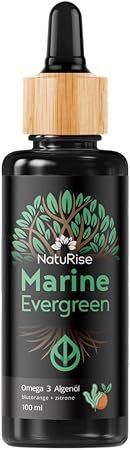 NatuRise® Omega 3 Vegan - Algenöl - 1884mg DHA, EPA & DPA - Hochdosiert - 100 ml - Laborgeprüft – Triglycerid-Form - Pipette mit Dosierskala - UV-Glas (Blutorange + Zitrone)