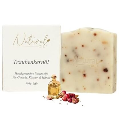Natural Cilt Traubenkern Seife - 100% Naturseife - ohne bedenkliche Inhaltsstoffe - Zertifiziert - Handgemacht - Duschseife für alle Hauttypen - Duschgel - Naturkosmetik
