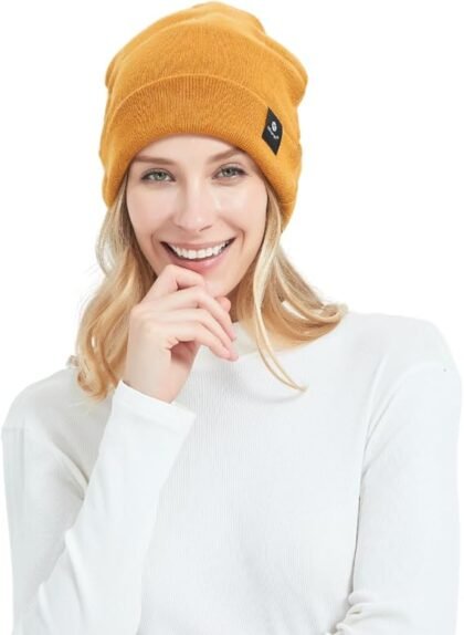 Radia Smart® EMF Protection Winter Beanie 5G RF Shielding WiFi Protection Brain Coat Grey/Yellow (US, Alpha, One Size, Medium, Yellow), gelb, M/Einheitsgröße