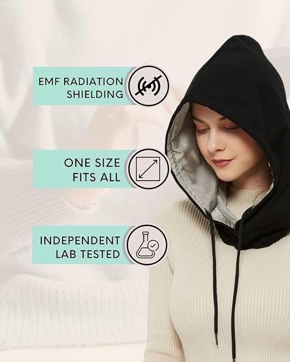 Radia Smart® EMF Hood Mütze 5G Blocker RF Abschirmung WiFi Strahlungsschutz Brain Coat Schwarz – Bild 7