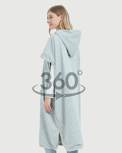 Radia Smart® EMF Erwachsenen-Poncho mit Kapuze, Grau – Strahlungsdecke, tragbare Faraday-Decke, RF-Abschirmung, WLAN-Blocker, Schutzkleidung, übergroß, GRAU, Large – Bild 7