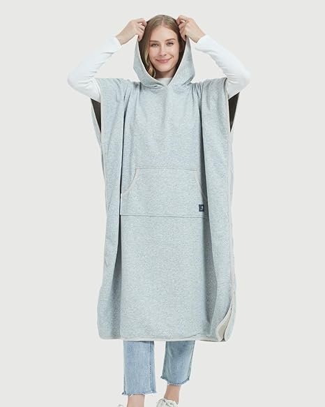 Radia Smart® EMF Erwachsenen-Poncho mit Kapuze, Grau – Strahlungsdecke, tragbare Faraday-Decke, RF-Abschirmung, WLAN-Blocker, Schutzkleidung, übergroß, GRAU, Large – Bild 6