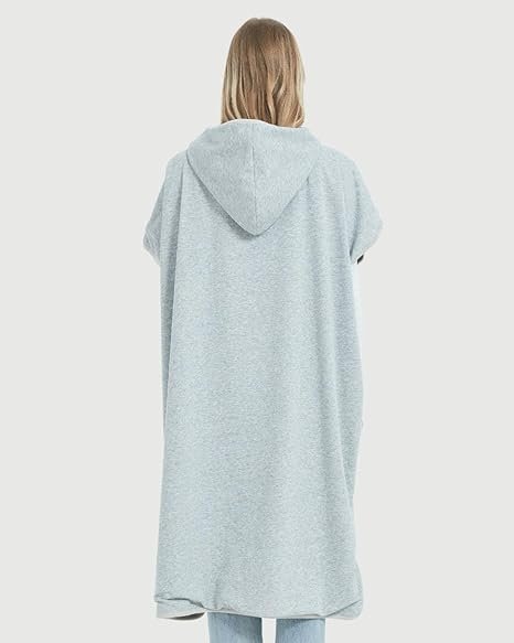 Radia Smart® EMF Erwachsenen-Poncho mit Kapuze, Grau – Strahlungsdecke, tragbare Faraday-Decke, RF-Abschirmung, WLAN-Blocker, Schutzkleidung, übergroß, GRAU, Large – Bild 4