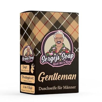 Sergejs Soap natürliches Seifenstück | 3 in 1 Seife mit 100% natürlichen Inhaltsstoffen und Aktivkohle | Ranger, Athlet, Casanova | Naturkosmetik | Frei von Silikonen (Moschus, Bergamotte)