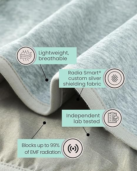 Radia Smart® EMF Erwachsenen-Poncho mit Kapuze, Grau – Strahlungsdecke, tragbare Faraday-Decke, RF-Abschirmung, WLAN-Blocker, Schutzkleidung, übergroß, GRAU, Large – Bild 2