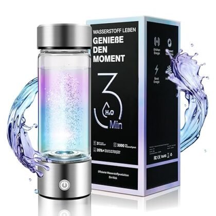LOZLTX Upgraded Wasserstoff Wasserflasche【H2-Konzentration bis zu 2 Mal 3 Minuten /3000 PPM】hydrogen water bottle【tärkste H2-Aktivität】mit 8nmO2-H2-Trenntechnik Silber Generator Besuche den Lozltx-Store