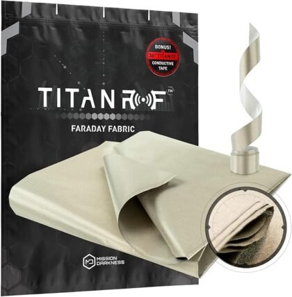 TitanRF Faraday Fabric Kit enthält leitfähiges Gewebe in Militärqualität (111,76 cm x 91,44 cm) und Klebeband (111,76 cm x 2,54 cm). Schützt HF-Signale WiFi-Zelle Bluetooth RFID EMF-Strahlung.