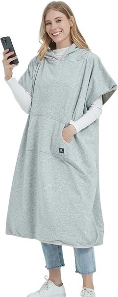 Radia Smart® EMF Erwachsenen-Poncho mit Kapuze, Grau – Strahlungsdecke, tragbare Faraday-Decke, RF-Abschirmung, WLAN-Blocker, Schutzkleidung, übergroß, GRAU, Large