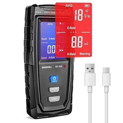 ERICKHILL EMF Messgerät, wiederaufladbar, elektromagnetisch, Strahlungsdetektor, Handgerät, Digital LCD EMF Detector, Great Tester für Home EMF Inspektionen, Büro, Im Freien und Geisterjagd