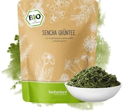 Grüner Sencha Tee BIO 1000 g I lose und geschnitten I aromatischer bio Sencha Grüntee I 100% natürlich I bioKontor